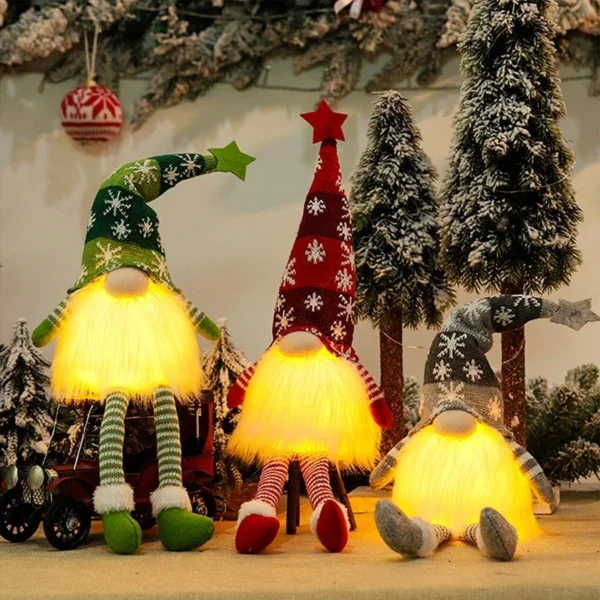 Christmas Faceless Doll Gnome Ornaments LED Light Plush Knitting Crafts Pendant Decor Christmas Decorations for Home Kids Gift - Image 2