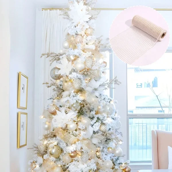 1Roll Christmas Mesh Ribbon DIY Wreath Bow Ribbon Christmas Tree Decorations For Home 2024 Xmas Gifts Navidad Noel New Year 2025 - Image 2