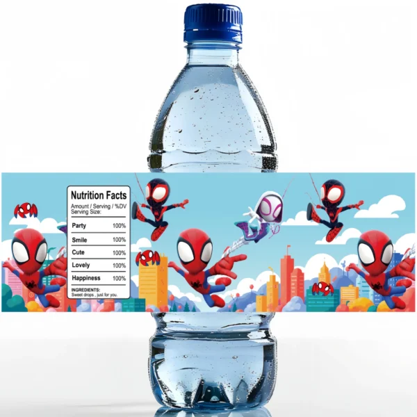 Spiderman Party Supplies Bottle Labels For Baby Shower Kids Water Bottle Sticker Spidey Birthday Party Decoration - Image 2