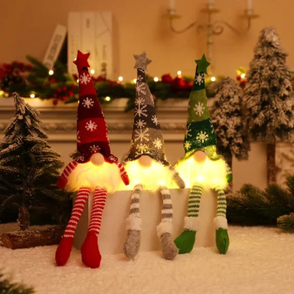 Christmas Faceless Doll Gnome Ornaments LED Light Plush Knitting Crafts Pendant Decor Christmas Decorations for Home Kids Gift - Image 3