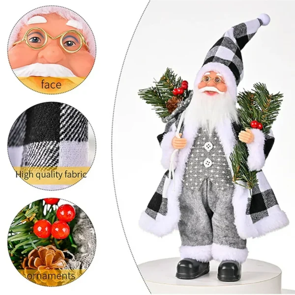 Christmas Sitting Standing Santa Claus Figurines Doll Cute 12inch Xmas Tree Party Ornament Table Office Fireplace Home Decor - Image 4