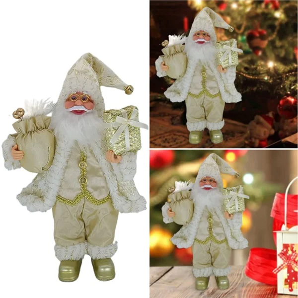 Christmas Sitting Standing Santa Claus Figurines Doll Cute 12inch Xmas Tree Party Ornament Table Office Fireplace Home Decor - Image 6