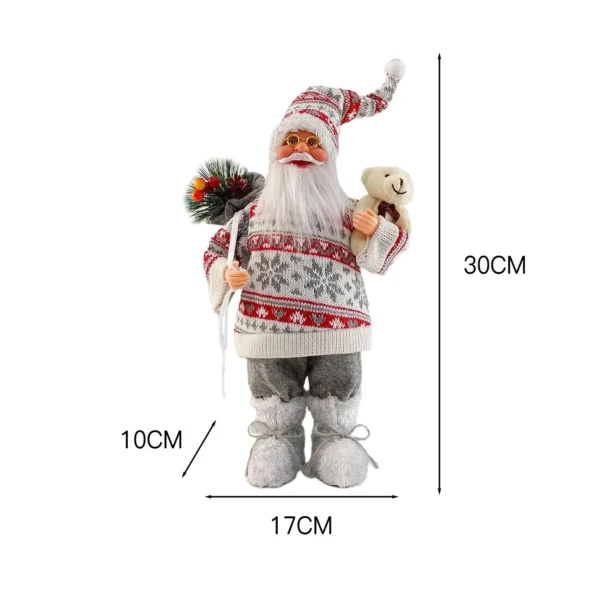 Christmas Sitting Standing Santa Claus Figurines Doll Cute 12inch Xmas Tree Party Ornament Table Office Fireplace Home Decor - Image 5