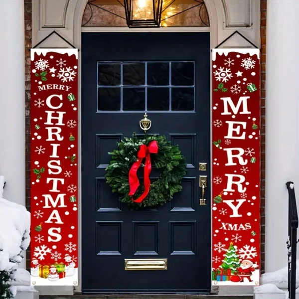 A Pair of Christmas Banners for Holidays: Suitable for Home, Party, or Garden Decoration -180cm/70.8 Inches X 30cm/11.8 Inches - Image 2