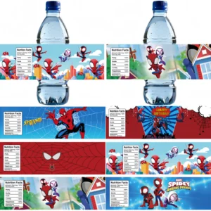 Spiderman Party Supplies Bottle Labels For Baby Shower Kids Water Bottle Sticker Spidey Birthday Party Decoration