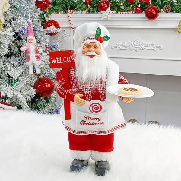 Christmas Sitting Standing Santa Claus Figurines Doll Cute 12inch Xmas Tree Party Ornament Table Office Fireplace Home Decor - Image 3