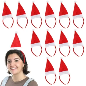 Pack of 12 Mini Santa Hats On Headband