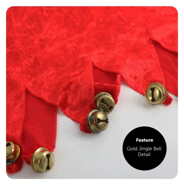 LADIES SANTA DRESS FANCY DRESS COSTUME - RED VELOUR DRESS WITH WHITE DETAILING + RED VELOUR SANTA HAT - MRS CLAUS - Image 4