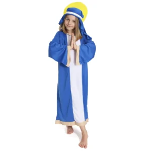 Childs Christmas Virgin Mary Costume - Mary & Joseph Nativity Fancy Dress Costume with Tunic, Headpiece With Halo - Nativity, Sc
