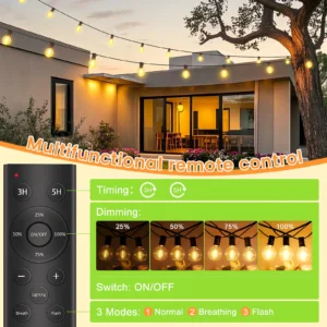 20M/30M/45M Fairy String Lights G40 Patio Garden LED Lights Dimmable Lamp With Remote Control for Wedding Party Christmas Decor