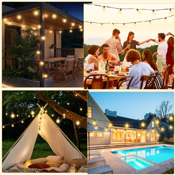 G40 LED String Lights 8 Light Modes 20m Outdoor Fairy Hanging Lamps For Xmas Wedding Street Camping Garden Party Holiday Decor - Image 2
