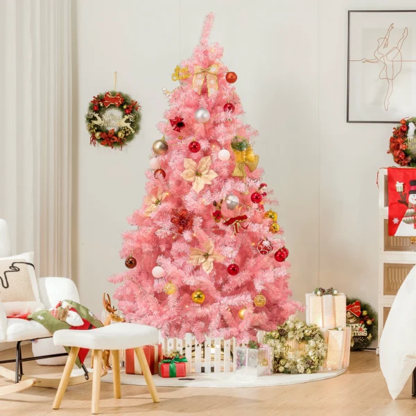 Christmas Tree 6ft, Pink Artificial Christmas Tree with 800 Tips Xmas 180CM Tree for Holiday Decorations - Image 2
