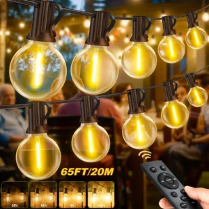 G40 LED String Lights 8 Light Modes 20m Outdoor Fairy Hanging Lamps For Xmas Wedding Street Camping Garden Party Holiday Decor