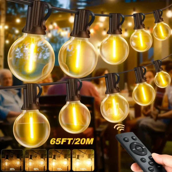 G40 LED String Lights 8 Light Modes 20m Outdoor Fairy Hanging Lamps For Xmas Wedding Street Camping Garden Party Holiday Decor