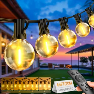 20M LED String Lights G40 Remote Control Light Waterproof Outdoor Indoor Decorative Lamp for Home Garden Party Wedding Christmas