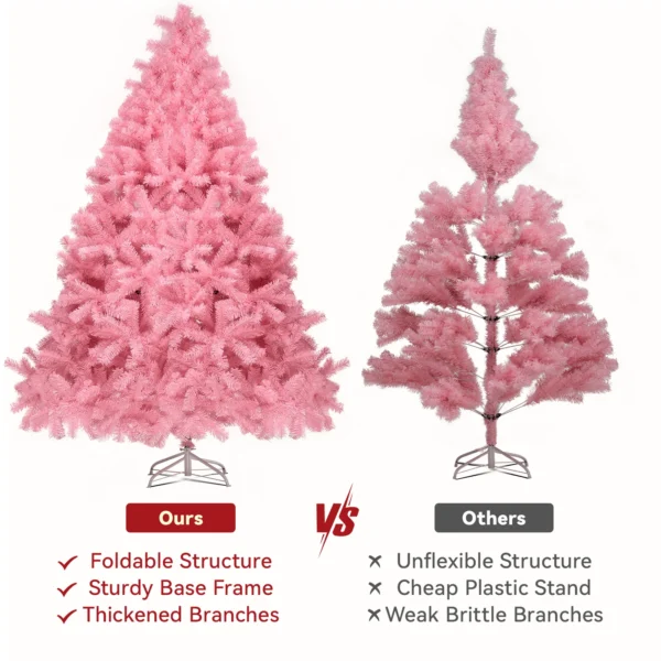 Christmas Tree 6ft, Pink Artificial Christmas Tree with 800 Tips Xmas 180CM Tree for Holiday Decorations - Image 4