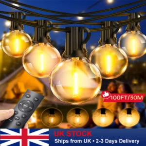 30M Outdoor LED String Lights Bulbs Balcony Garland Fairy Lamps With Remote Control for Wedding Camping Garden Christmas Party