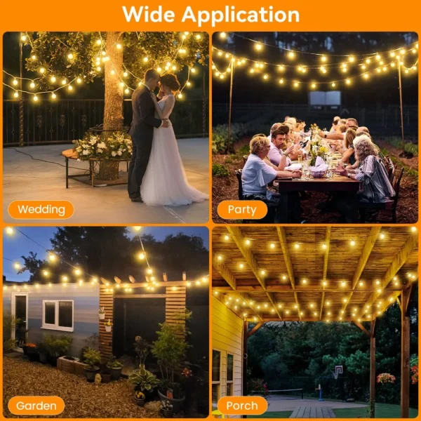 30M Outdoor LED String Lights Bulbs Balcony Garland Fairy Lamps With Remote Control for Wedding Camping Garden Christmas Party - Image 5