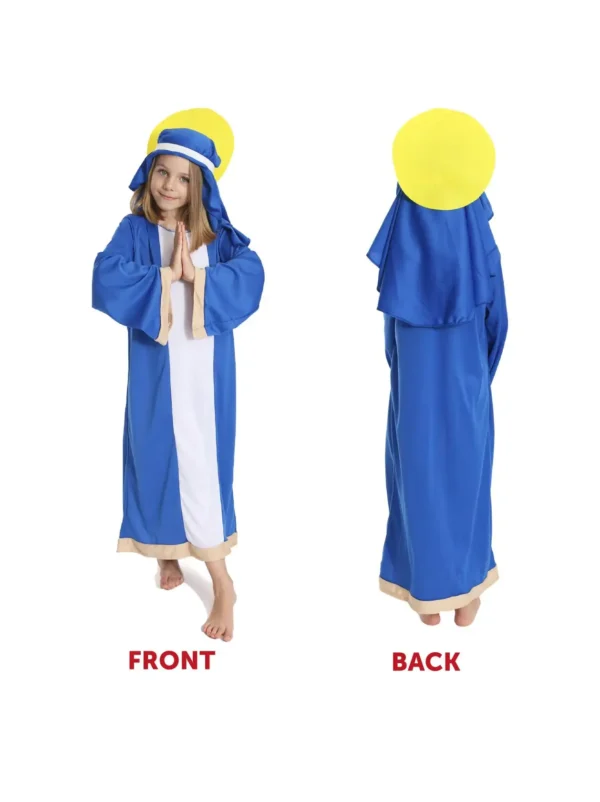 Childs Christmas Virgin Mary Costume - Mary & Joseph Nativity Fancy Dress Costume with Tunic, Headpiece With Halo - Nativity, Sc - Image 5