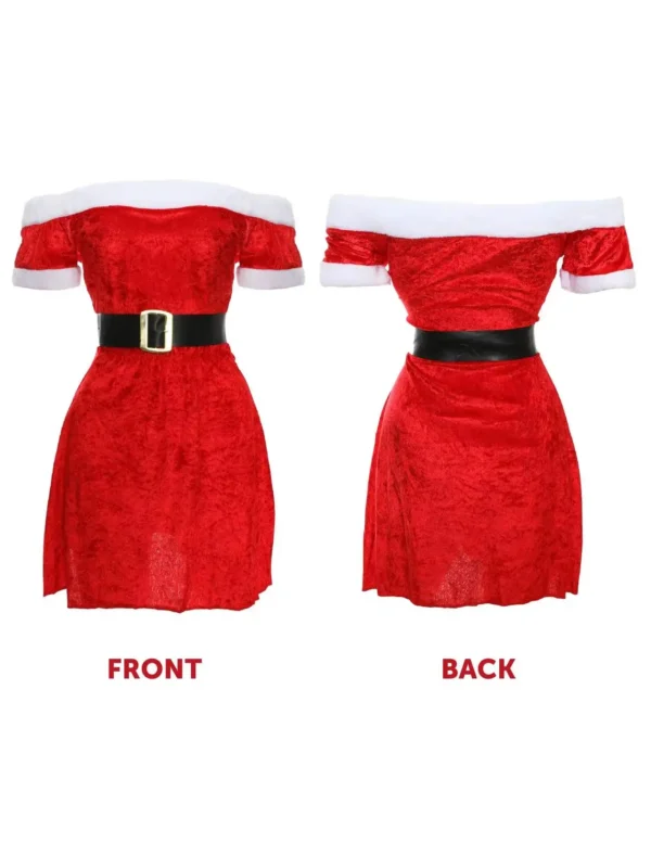 MISS SANTA DRESS FANCY DRESS COSTUME - FATHER CHRISTMAS WIFE MRS CLAUS VELOUR QUALITY SEXY XMAS OUTFIT - Image 5