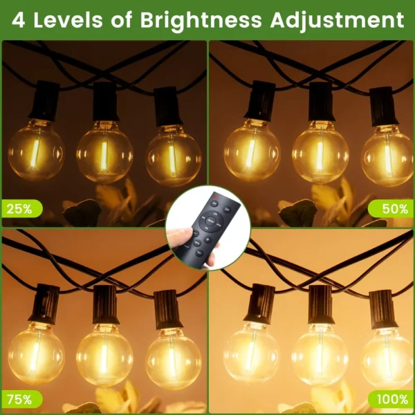 30M Outdoor LED String Lights Bulbs Balcony Garland Fairy Lamps With Remote Control for Wedding Camping Garden Christmas Party - Image 3