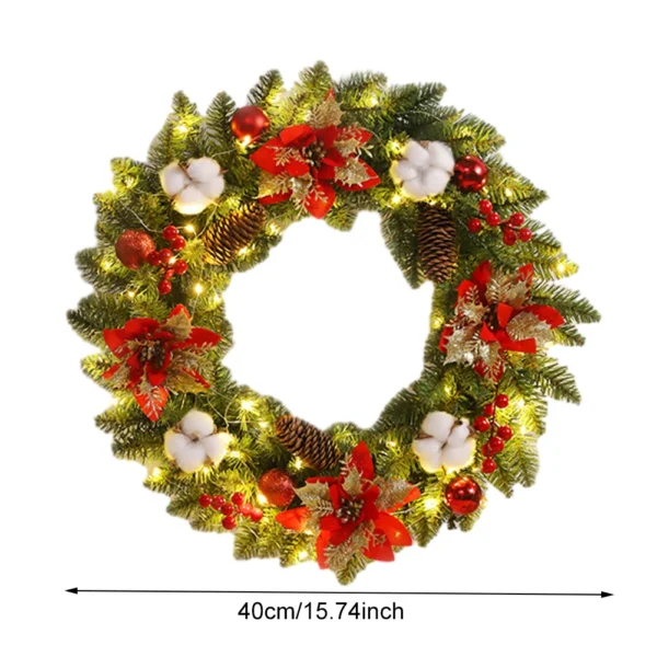 Spruce Pine Cones Berry Ball 40CM Garland Decoration PVC Light Up for Wall Front Door Window - Image 3