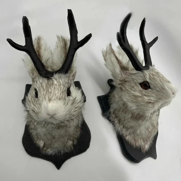 Animal Heads Wall Decor Faux Deer Bunny Head Mount Animal Sculptures Wall Hanging Decoration for Living Room Bedroom Kitchen - Image 2
