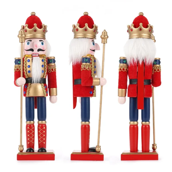 30CM Christmas King Nutcracker Statue Red Scepter Soldier Doll for Table Decor Family Home Gift - Image 6
