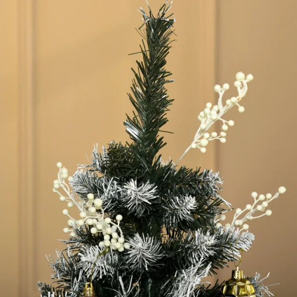 5FT Artificial Snow-Dipped Christmas Tree Xmas Decor w/ Berries Stand - Image 5