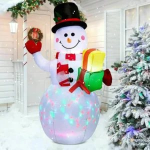 5ft Inflatable LED Rotating Light Snowman Outdoor Yard Xmas Decoration