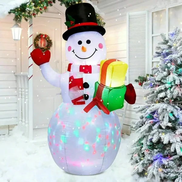 5ft Inflatable LED Rotating Light Snowman Outdoor Yard Xmas Decoration
