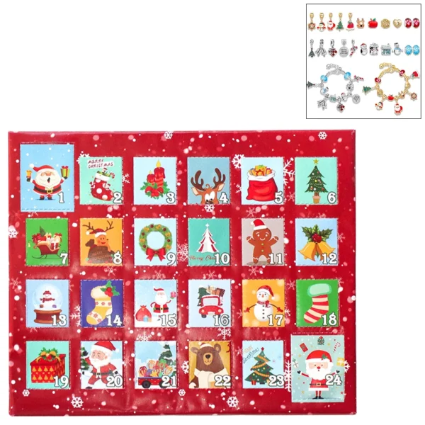 Christmas Advent Calendar Bracelet 2 Bracelets 24 Days Christmas Countdown Calendar 24 Days Countdown Surprise Ore Blind Box Set