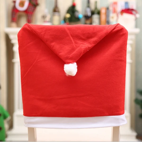 Santa Hat Chair Cover Xmas Table Decoration Dining Chair Back Cover Christmas Festive Art Kitchen Table Decorative Case Party - Image 6