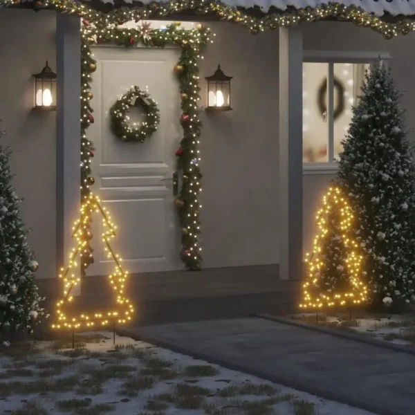90cm Christmas Tree Decorations with 115 LEDs & Ground Spikes - Festive Light Up Your Holidays!