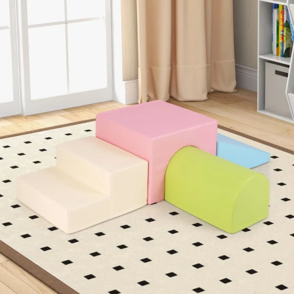 Infant Baby Climb and Crawl Foam Block Play Set-Pink - Image 4