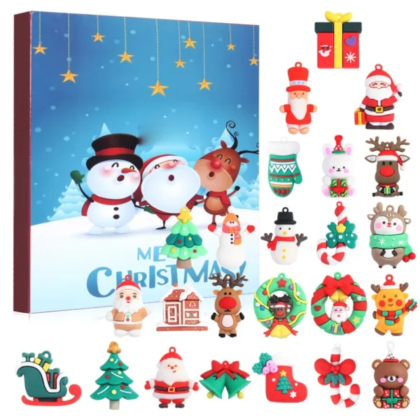 Advent Calendar 24 Grid 3D Santa Claus Doll Pendant Blind Box Family Party Children's New Year Christmas Gifts - Image 2