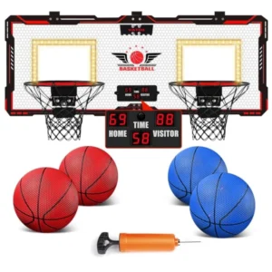 Basketball Hoop x2 Indoor Outdoor Electric Mini Basketball Scoreboard 4x Balls Toy Gift for Kids Boys Girls Sports Game