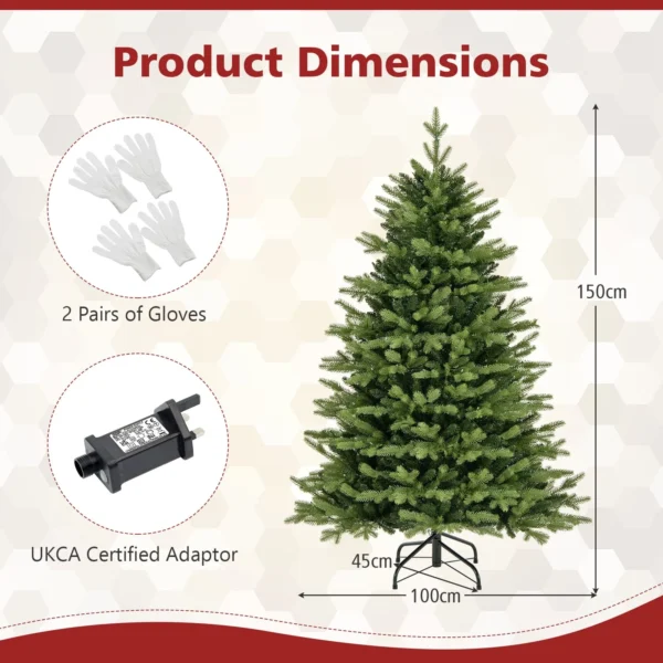 5 FT Artificial Xmas Tree Hinged Christmas Tree with 844 Branch Tips - Image 2