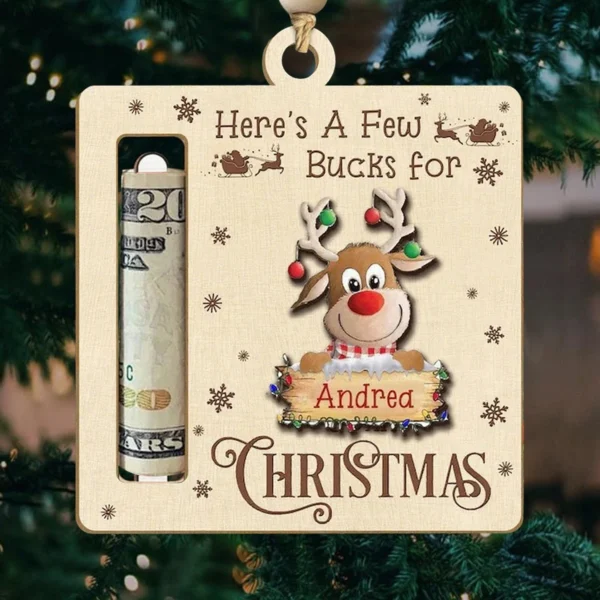 Christmas Tree Ornament with Secret Compartment - Wooden Gift Card & Cash Holder for Surprises - Image 2