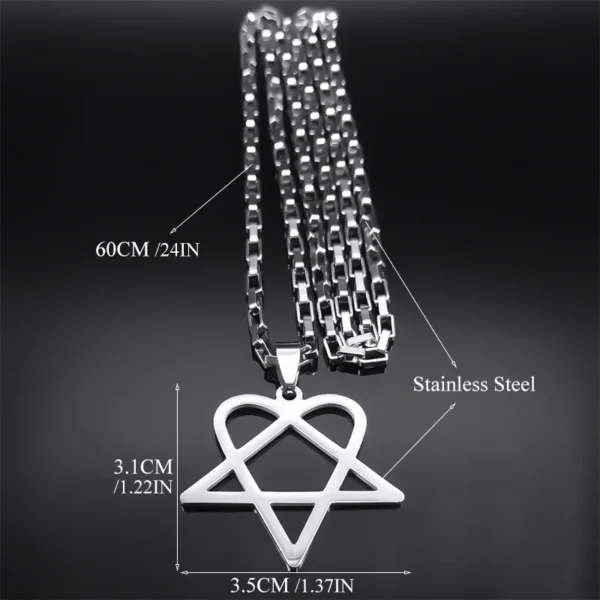 Hip Hop Rock Music Him Heartagram Star Heart Necklace for Women Men Stainless Steel Y2k Black Metal Band Goth Punk Chain Jewelry - Image 6