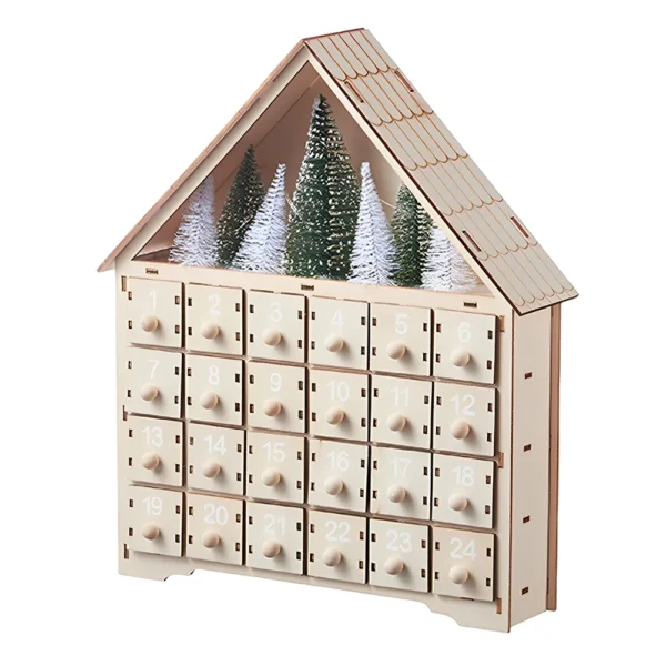 Wooden LED DIY Light Up 24 Days Countdown Calendar with Drawers Countdown To Christmas Calendar for Christmas Holiday DIY Gift