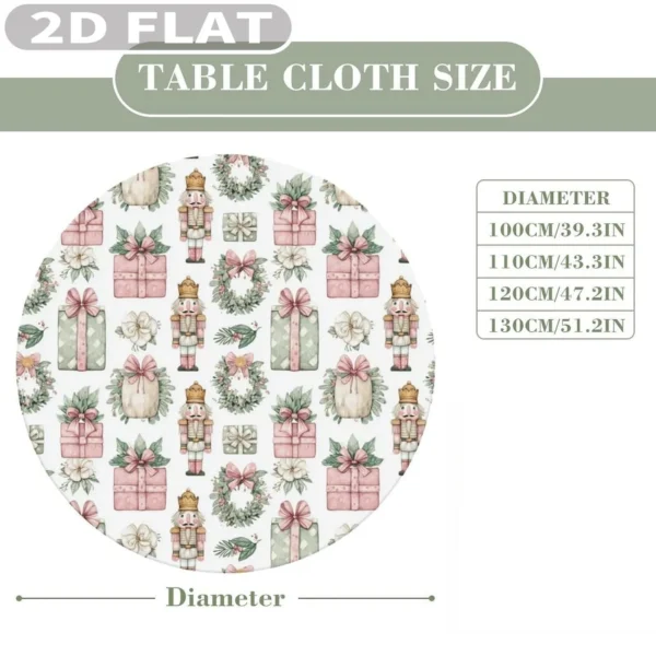 Christmas Round Picnic Table Cloths, Round Tablecloths with Elastic Edge, Various Design and Sizes For Tables - Image 2