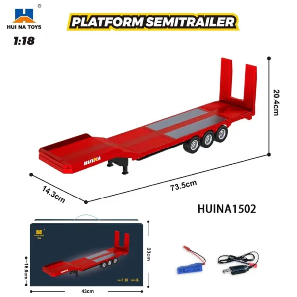 Alloy Tractor 19CH RC Truck 1/18 2.4G remote control Engineering Trailer Truck with Light and Sound Toys - Image 6