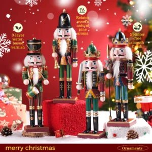 30cm Christmas Handmade Nutcracker Wooden Soldier Creative Wooden Doll Gift For Home Desktop Decoration