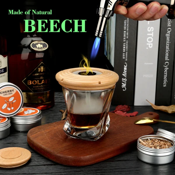 Cocktail Smoker Kit With Torch 4 Wood Chips Whiskey Stones Spoon Ice Tong Smoker Accessories Without Butane For Bartender - Image 2