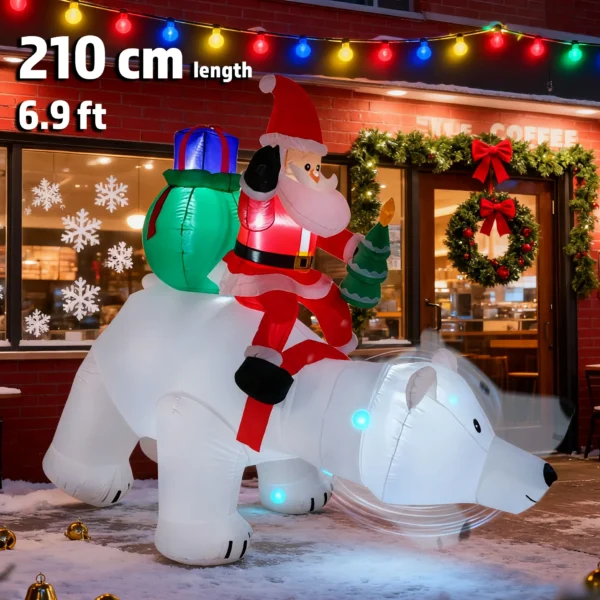 Christmas Inflatables 8FT 245cm Glowing Santa Claus with LED Outdoor Home Cafe Decoration Party Garden Xmas Decor - Image 2