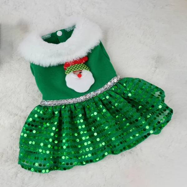 Dog Christmas Costume Skirt Christmas Bling Dog Dress Christmas Theme Dog Dress Outfit Christmas Dress Up Supplies - Image 2