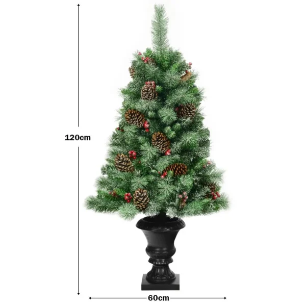 4FT Snow Flocked Artificial Christmas Tree Artificial Xmas Trees W/ Red Berries - Image 3