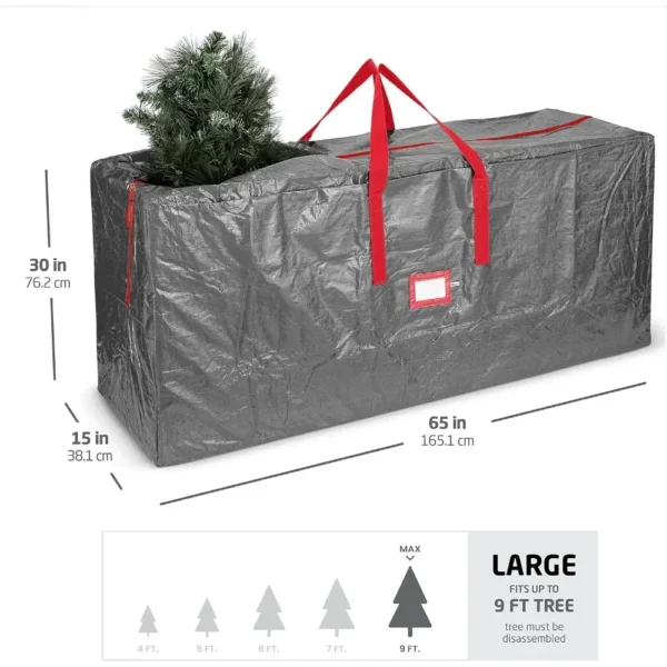 Christmas Tree Storage Bag Fits 9 Ft Artificial Trees Plastic Waterproof Christmas Tree Bag Strong Durable Handles - Image 6