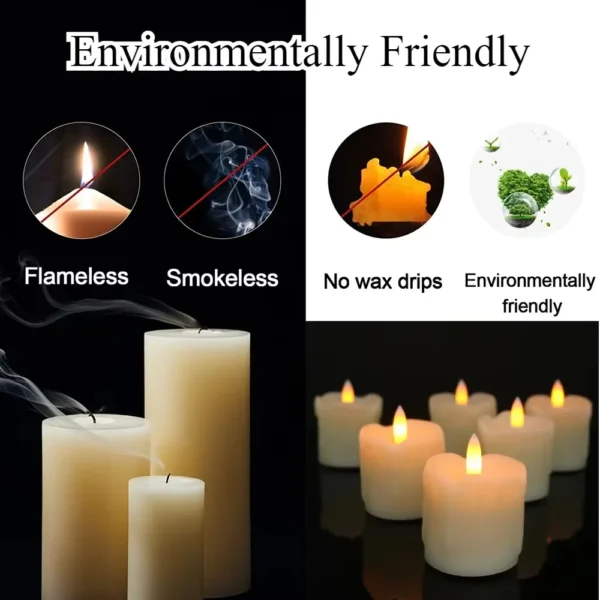 6Pc Real Wax LED Tea Light Candles with Timer 300+Hour Realistic Black Wick Battery Operated Candles for Wedding Christmas Decor - Image 2